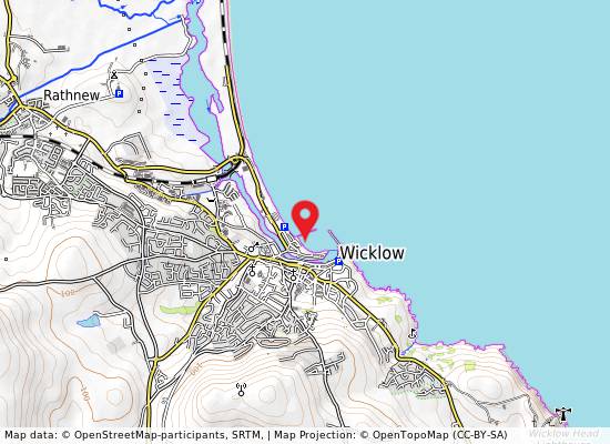 Wicklow Harbour bathing area on the map